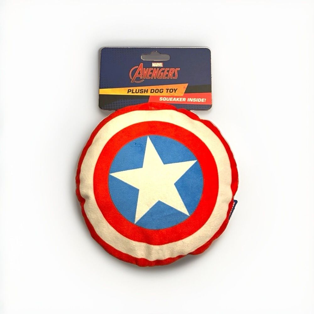 Marvel Avengers Captain America Shield Plush Squeaky Dog Toy